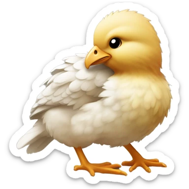 Poussin qui fait un câlin à un nounours sticker