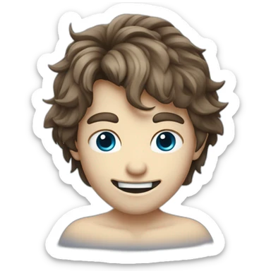 Un garçon qui sourit avec des dent de vampire les cheveux degradé bleu pas de corps sticker