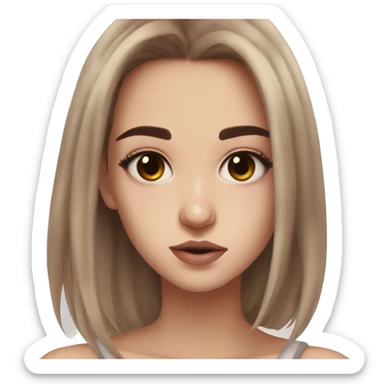 The cute girl have a brown eyes medium brow hair and medium lips aesthetic girl sticker