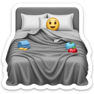weighted blanket draped over a bed, soft and comforting, apple style emoji sticker