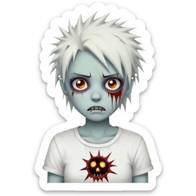 zombie girl with spiky emo hair and white shirt emoji sticker