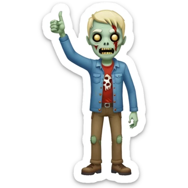 A cute, cheerful, full-length zombie is standing, holding out a hand and a thumbs-up sign. sticker