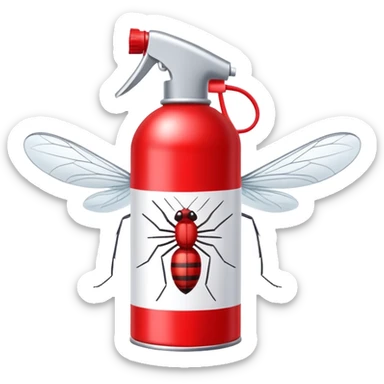 Anti-mosquito spray can with a mosquito crossed out sticker