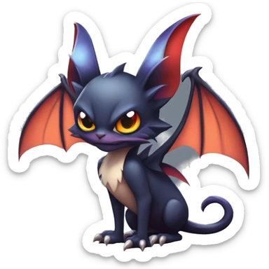  Kawaii Edgy Cool Vampiric Beautiful Noivern-Nargacuga-Litten with big Bat Ears full body sticker
