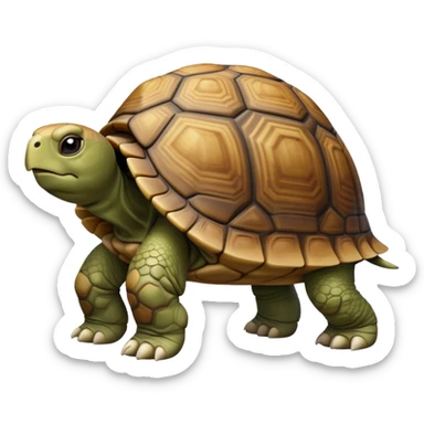 cinematic-tortoise-realistic-full-body-walking-emoji,-sturdy-domed-shell-in-rich-earthy-tones,-thick-scaled-legs-moving-slowly-but-deliberately,-wrinkled-wise-face-peering-ahead-with-calm-determination,-large cute eyes-reflecting-centuries of wisdom sticker