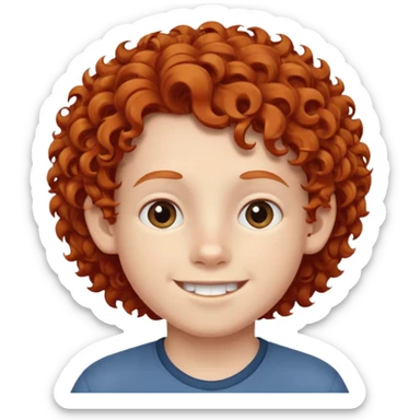 redhead kid with unique face features and very curly hair kid boy happy and braced sticker