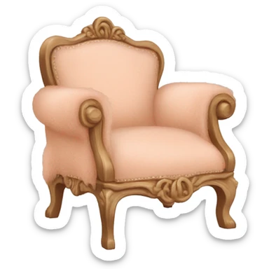 Chair with peach Mongolian change this one to have a fabric back with peach and white floral curly fur seat with a vintage peach and white floral back and a natural wood frame sticker