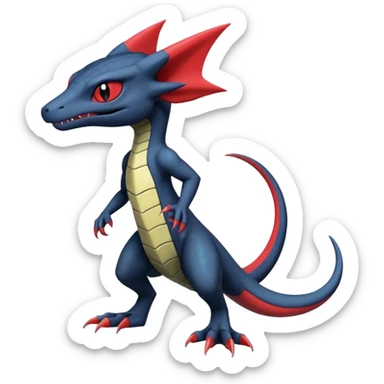 Dark edgy scary spooky cool badass realistic Heliolisk-Sneasel-Salandit-Cyclizar-Genesect-Pokémon, full body sticker