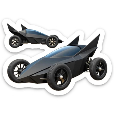 the animated series aerodynamic futuristic Batmobile loosely based on 1936 school bus (flat long straight faceted mechanical body) stealthy town hot rod sand racing buggy  sticker