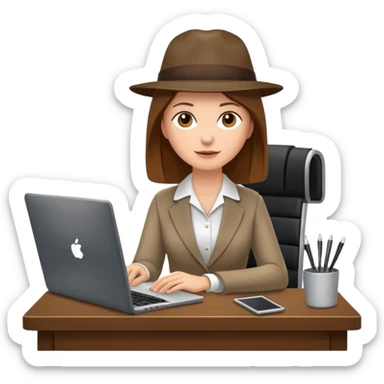 Mach mir einen Trader der in einem Schreibtischstuhl sitzt mit einem Laptop. vor sich am tisch. Aber er soll alleine sein. Mach ihn mit anzug und braunen haaren sticker