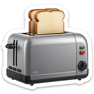 A low-resolution 8-bit pixel art emoji of a toaster, blocky and retro-style, with visible square pixels and a limited color palette. sticker