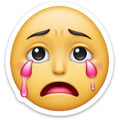 Traditional Crying Emoji But With Pink Tears Instead Of Blue sticker