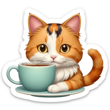 Çay içen kedi sticker