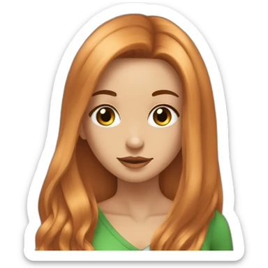Femme cheveux long lisse roux 😍yeux verts mignonne 😍 sticker
