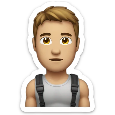 man with muscles,short hair,tired eyes,brown hair,bodysuit sticker