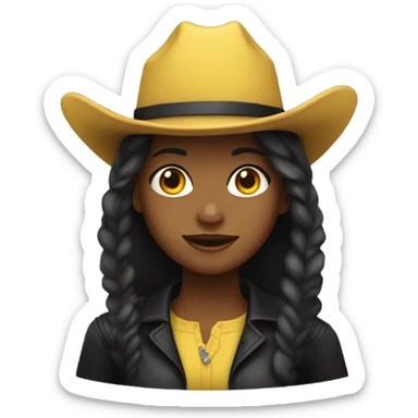 girl with a black cowboy hat, default yellow skin sticker