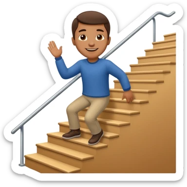 apple style emoji of a man going up stairs sticker