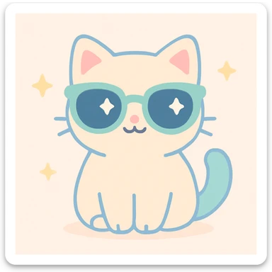 cat wearing sunglasses, cute and charming sticker
