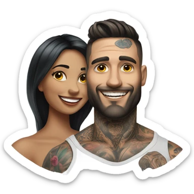 Hyper Realistic beautiful woman smiling at a very handsome tattooed man sticker
