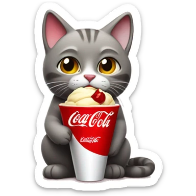 Cat drinking coca cola ice cream sticker