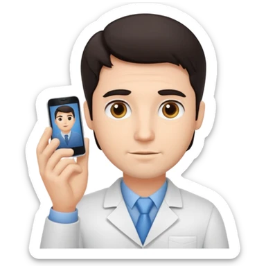 Cute cartoon therapist man dark hair sticker