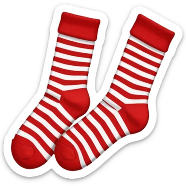 different colored socks red and white sticker