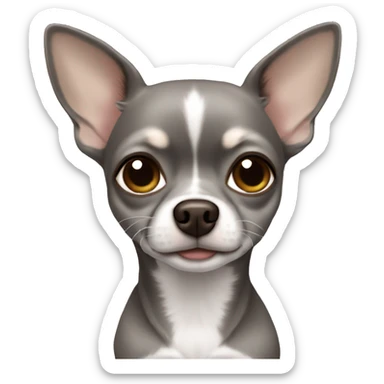 grey chihuahua with girl with brown hair sticker