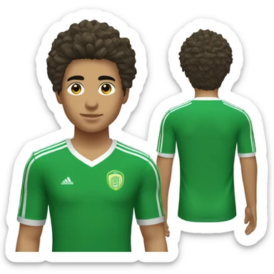 Jugador de 18 años de fútbol con camiseta verde Adidas con pelo castaño  sticker