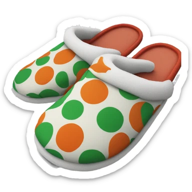 Slippers with white orange red green color  sticker