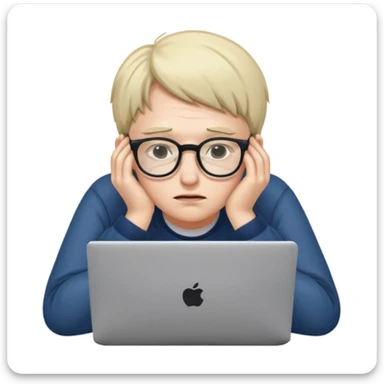 tired student with laptop, slumped over, window at night behind sticker