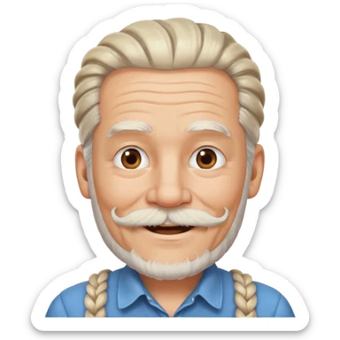 very old, white bearded and white mustached, braided, earringed sticker