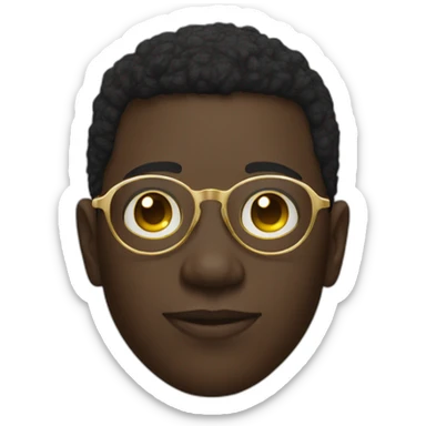 African young man in round gold glasses sticker