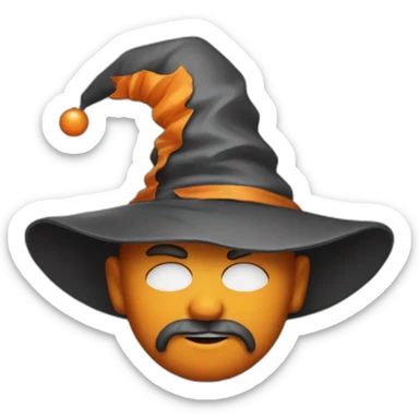 portrait of a wizard of Sillyness, with an orange hat sticker