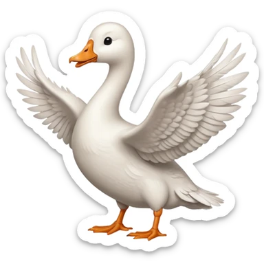 a goose with a hand sign of a peace sign sticker