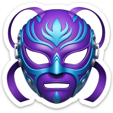 A luchador wrestling mask in purple and blue colors with intricate design sticker