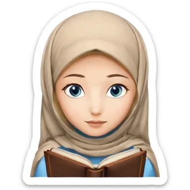 Turkish blonde bloom design Hijabi girl with blue eyes and beautiful finish reading quran sticker