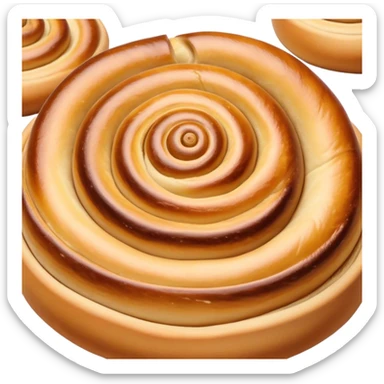 Cinematic delicate escargot pastry, spiral shape with layers of buttery dough, caramelized edges, rich golden-brown tones, elegant and inviting. sticker