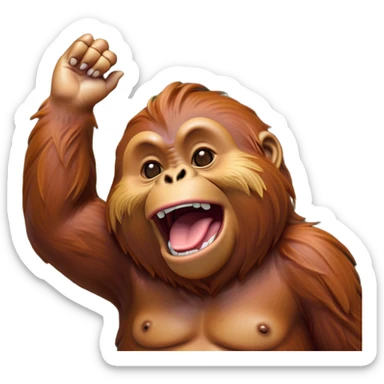 Cinematic Cute Yawning Orangutan Portrait Emoji, Head tilted slightly with a dramatic, wide-open yawn, showcasing a richly textured face with half-closed, sleepy eyes and a relaxed, open expression, Simplified yet irresistibly adorable features, highly detailed, glowing with a soft, cozy jungle glow, high shine, relaxed yet expressive, stylized with a dash of whimsical charm, soft glowing outline, capturing the essence of a drowsy yet affectionate guardian that appears ready to stretch out for a nap! sticker