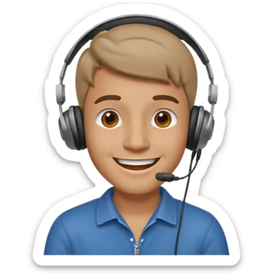 happy guy listening to music on a headset sticker