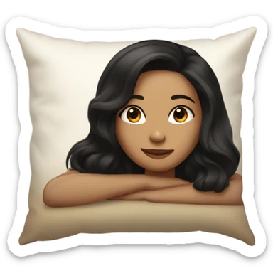 sleeping beauty black hair shoulder length hair light brown girl with silk pillow laying on side sticker