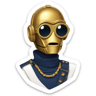 C-3PO wearing A pair of navy blue heart shaped sunglasses  sticker