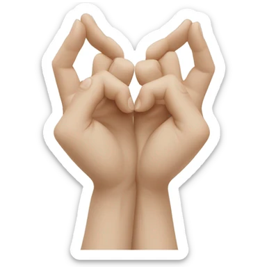 Two pale hands making the shape of a heart sticker