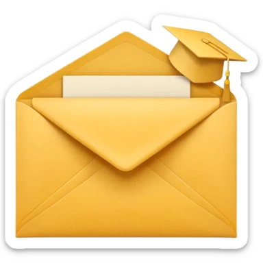 A simple emoji-style icon of a yellow manila envelope with subtle paper texture, clean edges, and a small graduation NUMBER  2017 group-photo icon on the front,  sticker