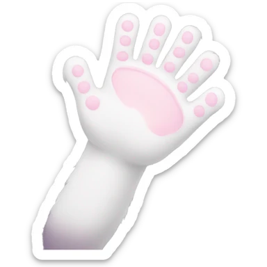 White furry cat arm from below with light pink pads sticker