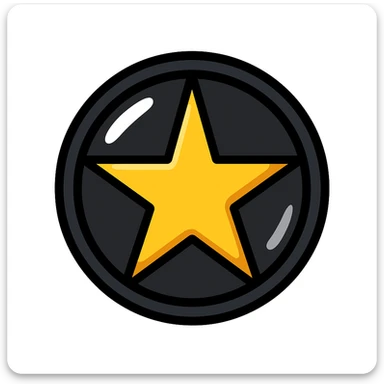 bright silver or gold star on the glossy black surface of a high-end car, main color glossy black, subtle reflections, emphasis on mirror-like shine, modern and clean, not overloaded sticker