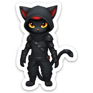 Edgy Shy Anthro Ninja boyish cool pretty dark black Litten-Pokémon-cat-fursona-animal techwear sticker