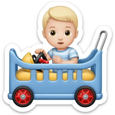 baby in bid with toy car







 sticker