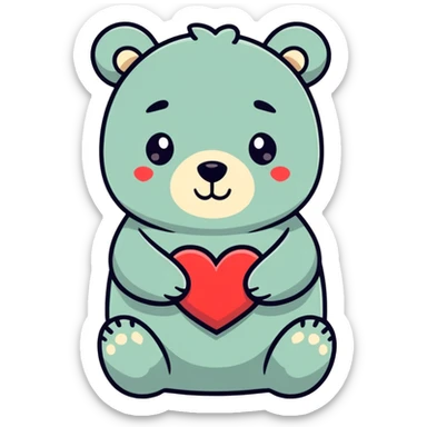 A little bear thats holding a heart  sticker