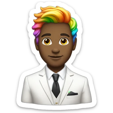 Posh-boy-with-white-suit-and-rainbow-unicorn-hair sticker
