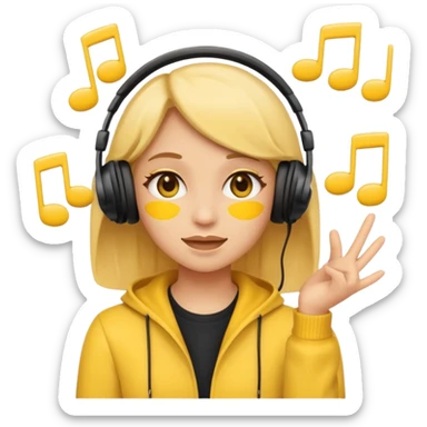 Emoji girl listen song sticker